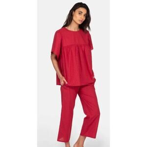 NWT Three J Pajama Top Rosie Red Swiss Dot Size XS